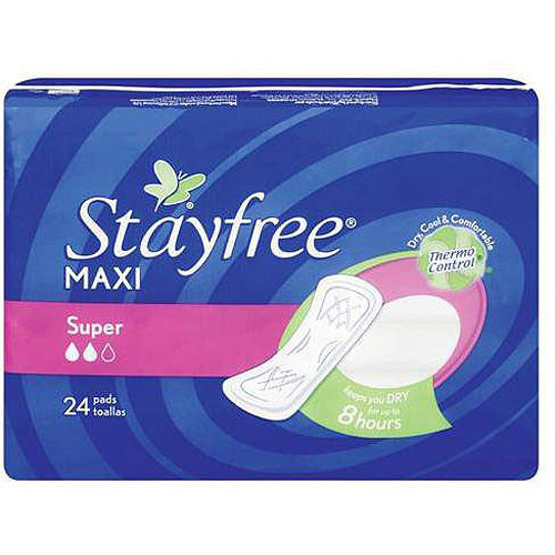 PADS SANITARY FEMININE HYGIENE MAXI SUPER DISP STAYFREE (48/PK 4PK/CS) [MC236281]