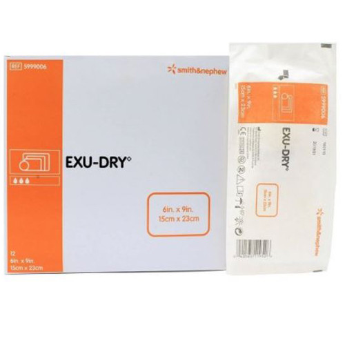 DRESSINGS BURN NON-ADH ABS PADS W/ANIT-SHEAR LAYER 6IN X 9IN EXU-DRY (48/BX) [SN5999006]
