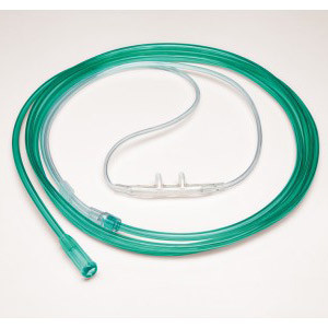 CANNULAS OXYGEN NASAL CURVED TIP ADULT GREEN HIGH FLOW CRIMP RESIST W/ 7FT TUBING SUNMED (25/CS) [157-1600HF-7-25]