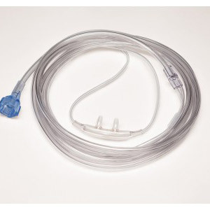 CANNULAS OXYGEN NASAL CURVED TIP ADULT CLEAR W/FOAM EAR CUSHIONS CRIMP RESIST W/GREEN BARBED END FITTING W/O TUBING SUNMED (25/CS) [157-1606BTLC-0-25]