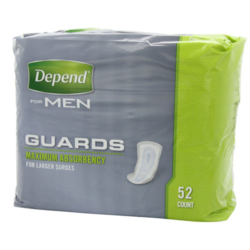 PADS BLADDER CONTROL GUARDS MALE STYLE MAX ABS DISP LF 5.5IN X 12IN WHITE DEPEND (52/PK 2PK/CS) [KC13792]