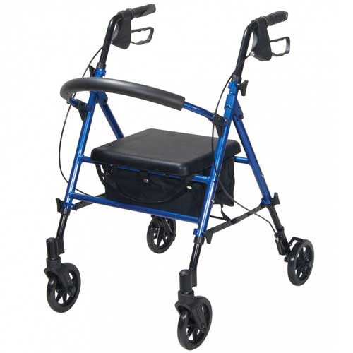 ROLLATORS ALUMINUM ADJ HT 300LB CAP 6IN CASTERS BLUE RETAIL PACK (EA) [482-RTL10261BL]