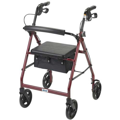 ROLLATORS ALUMINUM ADJ HT HANDLES 300LB CAP 7.5IN CASTERS RED (EA) [482-R728RD]
