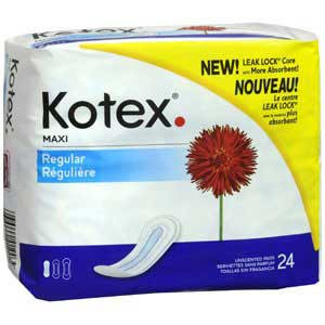 *USE - KC49062* PADS SANITARY FEMININE HYGIENE MAXI REG DISP KOTEX (24/PK 6PK/CS) [KC49061]