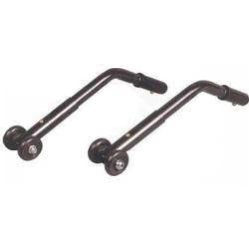 WHEELCHAIR ACCESSORIES ANTI-TIPPERS BLACK 6IN REAR W/WHEELS (PR) [776-1360A]
