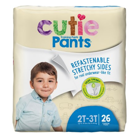 BRIEFS PULL UPS YOUTH TRAINING PANTS F/BOYS MOD-HVY ABS DISP LF 2T-3T WHITE CUTIE PANTS MADE USA (26/PK 4PK/CS) [500-PUBTB2]