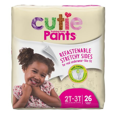BRIEFS PULL UPS YOUTH TRAINING PANTS F/GIRLS MOD-HVY ABS DISP LF 2T-3T WHITE CUTIE PANTS MADE USA (26/PK 4PK/CS) [500-PUBTG2]