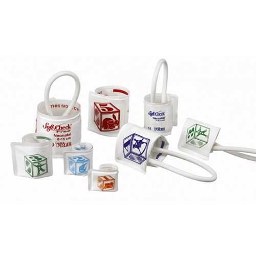 BLOOD PRESSURE CUFF ONLY DISP LF FABRIC W/VELCRO NEONATAL 8-15CM SOFTCHECK (10/BX) [651-NN5ST-10]