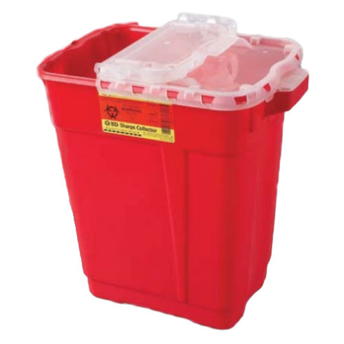 SHARPS CONTAINERS 36 QT / 9 GAL HINGED LID TRANSPARENT RED (8/CS) [BD305615]