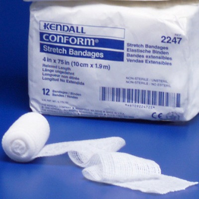 BANDAGES GAUZE ROLLS STRETCH LF ST 4IN X 75IN CONFORM (12/BG 8BG/CS) [150-2236]