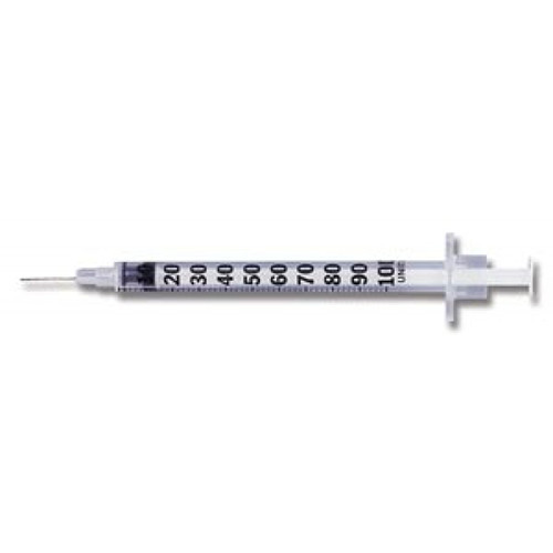 SYRINGES SAFETY INSULIN DISP ST 28GA X .5IN 1CC U-100 SINGLE UNIT GRADUATION MICRO-FINE (100/BX 5BX/CS) [BD329420]