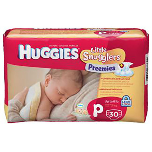 BRIEFS DIAPERS BABY PREEMIE MICRO DISP LF FITS UP TO 6LBS WHITE LITTLE SNUGGLER HUGGIES (30/PK 8PK/CS) [KC40581]