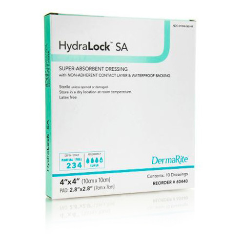 DRESSINGS CONTACT SUPER ABS NON-ADH LF ST 4IN X 4IN HYDRALOCK SA (10/BX) [600-290801]