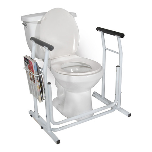RAILS TOILET SAFETY FREE STANDING W/PADDED ARMS 300LB CAP RETAIL PACK (2/CS) [482-RTL12079]