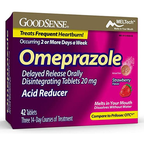 ANTACIDS OMEPRAZOLE 20MG TABLETS DELAYED RELEASE STRAW ORALLY DISINTEGRATING (42/BX 6BX/PK 4PK/CS) [PH168P-D]