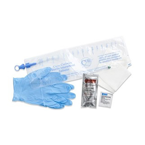KITS/TRAYS URETHRAL CATHETERS DISP ST INTERMITTENT CLOSED W/INSERTION SUPPLIES LF 08FR 16IN (100/BX) [500-CSKIT-08]