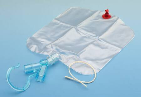 AEROSOL ACCESSORIES DRAINAGE BAG TRACH VINYL 2000ML W/HANGER Y ADAPTOR & SAFETY VALVE (50/CS) [304-001561]
