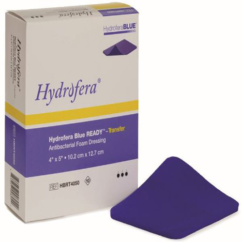 DRESSINGS FOAM NON-ADH LF ST TRANSFER ANTIMICROBIAL GENTIAN VIOLET & METHYLENE BLUE 4IN X 5IN HYDROFERA BLUE READY TRANSFER (10/BX 5BX/CS) [480-HBRT4050]