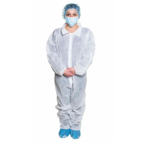 COVERALLS DISP LF FRONT ZIP ELASTIC WRIST & ANKLE CUFF WHITE DUKAL (5/BG 5BG/CS) [060-382XL]