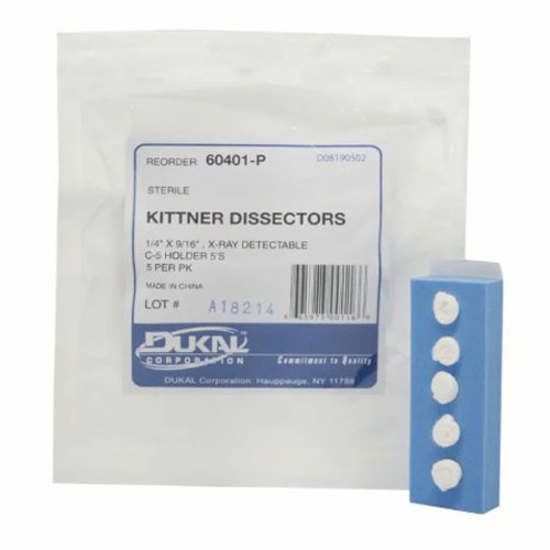 DRESSINGS GAUZE SPONGES KITTNER DISSECTOR ST .25IN X .5625IN C-5 FOAM HOLDER (5/PK 40PK/CS) [060-60401-P]