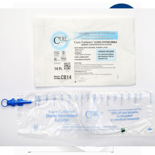 CATHETERS URETHRAL DISP ST INTERMITTENT CLOSED LF 14FR 16IN (100/BX) [500-CS14]