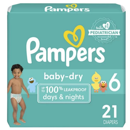 BRIEFS DIAPERS BABY DISP LF SIZE 6 FITS 35+ LBS WHITE PAMPERS (21/PK) [PM45220]