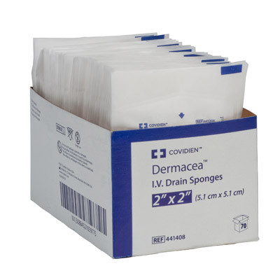 DRESSINGS GAUZE SPONGES IV ST NON-WOVEN 6PLY 2IN X 2IN DERMACEA (2/PK 35PK/BX 20BX/CS) [150-441408]