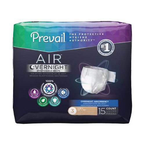 BRIEFS DIAPERS ADULT STRETCH PANEL STYLE OVERNIGHT ABS DISP LF 58-70IN XL GREY PREVAIL AIR MADE USA (15/PK 4PK/CS) [009-NGX014]