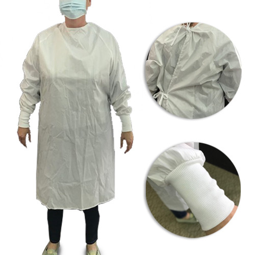 GOWNS REUSE ISOLATION FLUID RESISTANT SLEEVE CUFF/TIE WAIST 99% POLY 1% CARBON FIBER LG 43.5INW X 58INL OFF WHITE W/PINSTRIPE (6DZ/CS) [500-INFGOWN-FR]