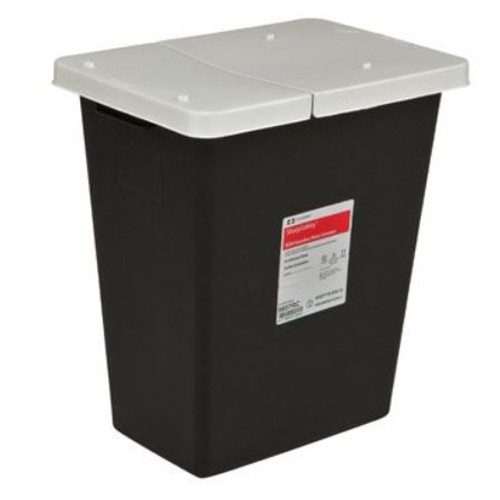 WASTE HAZARDOUS CONTAINER HINGED LID 18 GAL BLACK (5/CS) [150-8617RC]