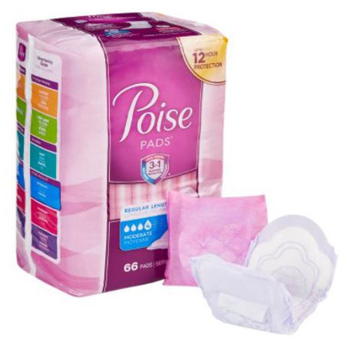 PADS BLADDER CONTROL GUARDS MOD ABS DISP LF 2.75IN X 10.47IN WHITE POISE (66/PK 2PK/CS) [KC47357]