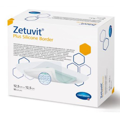 DRESSINGS FOAM SILICONE BORDER SUPER ABS LF ST 5IN X 5IN ZETUVIT PLUS SILICONE (10/BX) [222-413120]