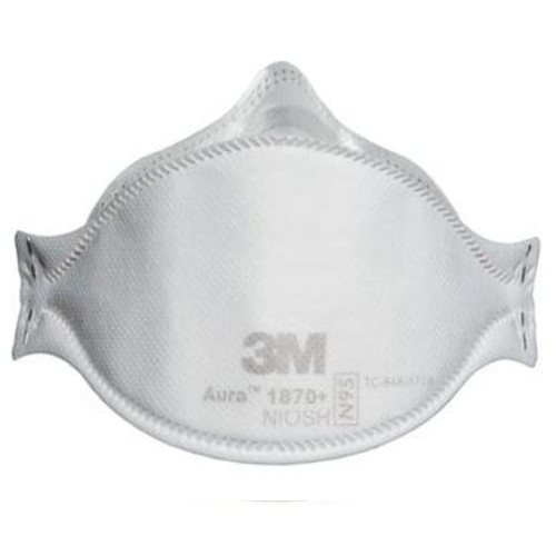 MASKS N95 HEALTH CARE PARTICULATE RESPIRATOR & SURGICAL FLAT FOLD STYLE FDA 510K / NIOSH CERTIFIED ELASTIC STRAP NOSEFOAM BULK PACK WHITE IND WRAP (440/CS) [3M1870]
