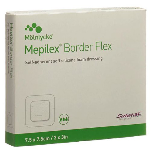 DRESSINGS FOAM SILICONE SELF-ADH BORDER WTRPRF LF ST 3IN X 3IN MEPILEX BORDER FLEX (5/BX 10BX/CS) [MOL595200]