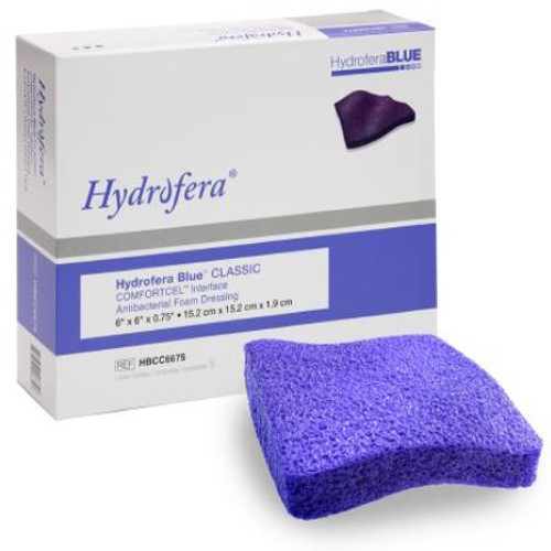 DRESSINGS FOAM NON-ADH LF ST ANTIMICROBIAL PRE-MOISTENED 6IN X 6IN HYDROFERA BLUE COMFORT CEL (5/BX) [480-HBCC6675]