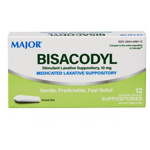 LAXATIVES BISACODYL SUPPOSITORY 10MG COMPARE TO DULCOLAX MADE USA (100/BX 36/CS) [PH552]