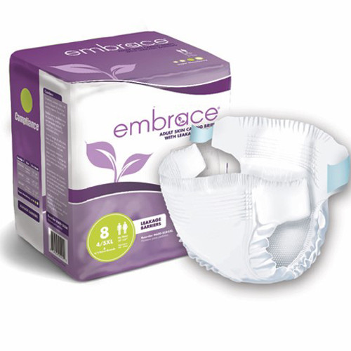 BRIEFS DIAPERS ADULT BARIATRIC W/LEAKAGE BARRIER SUPER ABS DISP LF 70-125IN 3XL/4XL/5XL WHITE EMBRACE (8/PK 4PK/CS) [600-SLB4XL]