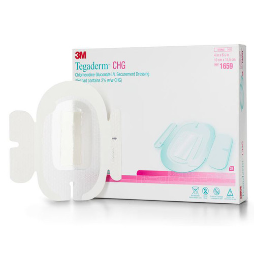 DRESSINGS IV CHG CHLORHEXIDINE GLUCONATE 4IN X 6 1/8IN TEGADERM (25/BX 4BX/CS) [3M1659]