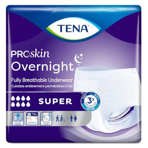 BRIEFS PULL UPS ADULT OVERNIGHT ABS DISP LF 55-66IN XL WHITE TENA (12/PK 4PK/CS) [250-72427]