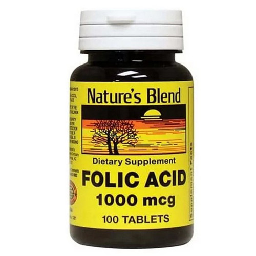 SUPPLEMENTS FOLIC ACID 1000MCG TABLETS NATURES BLEND (100/BTL) [PH909]