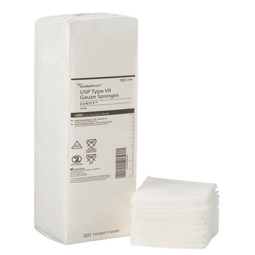 DRESSINGS GAUZE SPONGES NS 12PLY 3IN X 3IN CURITY (200/PK 20PK/CS) [150-2346]