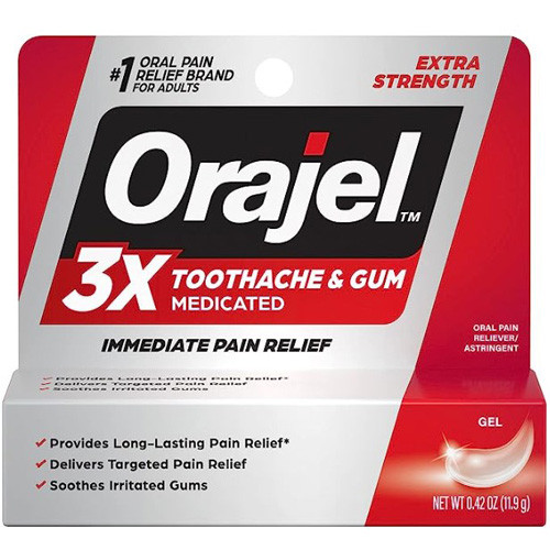 ORAL ANESTHETIC ORAJEL 3X MEDICATED TOOTHACHE & GUM PAIN EXTRA STRENGTH .42OZ (EA) [PH20]