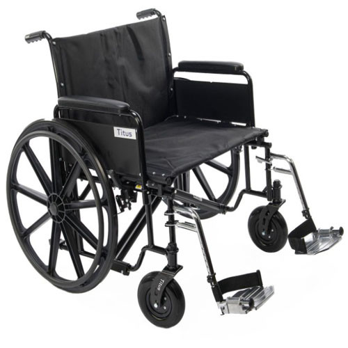 WHEELCHAIR 26IN BARIATRIC DET FULL ARMS F/R HEMI-ADJ 700LB CAP (EA) [500-WC26DF-FA]