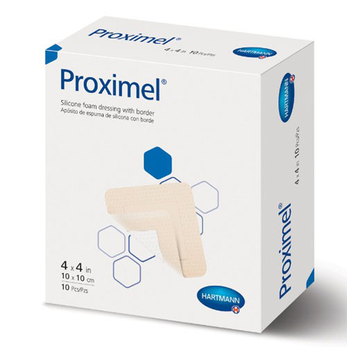 DRESSINGS FOAM SILICONE BORDER LF ST 4IN X 4IN PROXIMEL (10/BX 6BX/CS) [222-14200000]