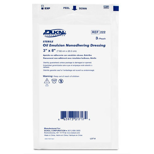 DRESSINGS IMPREGNATED OIL EMULSION GAUZE NON-ADH LF ST 5IN X 9IN DUKAL (12/BX) [500-6223-E59]