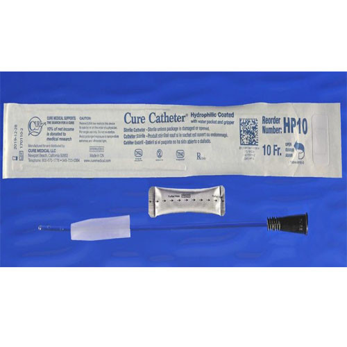 CATHETERS URETHRAL DISP ST INTERMITTENT PVC STRAIGHT TIP LF HYDROPHILIC COATED PEDIATRIC 10FR 10IN W/O BPA DEHP (30/BX 10BX/CS) [500-UCH10F]