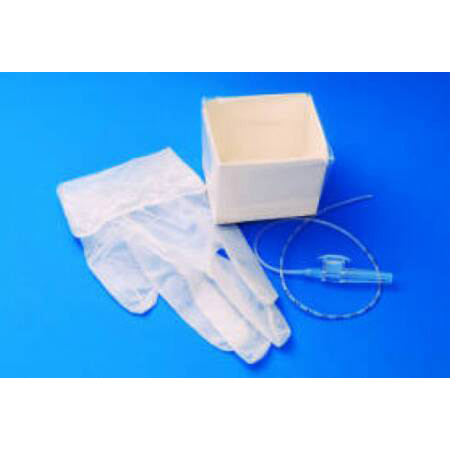 KITS/TRAYS SUCTION TRACH OPEN CATHETERS W/CHIMNEY VALVE DELEE BEVEL TIP GRAD MARKING W/CUP & 2GLV PWDR DISP ST 14FR TRI-FLO (100/CS) [304-4894T-CS]