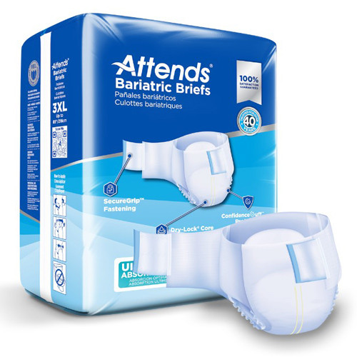 BRIEFS DIAPERS ADULT BARIATRIC W/LEAKAGE BARRIER ULTRA ABS DISP LF UP TO 85IN 3XL WHITE DERMADRY MADE USA (12/PK 4PK/CS) [338-DD55]