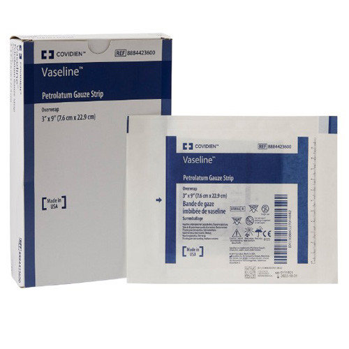 DRESSINGS IMPREGNATED PETROLEUM GAUZE NON-ADH LF ST 3IN X 9IN VASELINE (12/BX 6BX/CS) [150-4423600]
