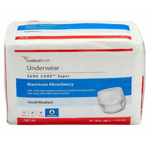 BRIEFS PULL UPS ADULT SUPER ABS DISP LF 34-46IN SM/MD SURE CARE (18/PK 4PK/CA)

 [150-1205A]